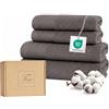 Ferò Set Asciugamani Bagno Lusso 4 Pezzi, OEKO-TEX 100% Cotone Premium 550 g/m², Ultra Morbido e Assorbente, 2 Coppie Viso Ospite, 2 Asciugamani Viso 50x100, 2 Asciugamani Bidet 50x30, Grigio