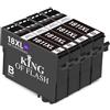 KING OF FLASH - Cartucce di ricambio per Epson 18 18XL, colore nero, compatibili con Epson Expression Home XP-425 XP-422 XP-415 XP-412 XP-325 XP-322 XP-315 XP-312 XP-225 XP-215 XP-212 XP-405 (4 nero).