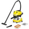 KÄRCHER aspiratore solidi liquidi WD 4 S V-20/5/22, 1000 W, contenitore in acciaio inox: 20 l, tubo di aspirazione: 2,2 m, funzione soffiante, bocchetta per pavimenti e fessure, filtro in vello