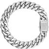 Breil, Collezione Steel & Spark, Bracciale Uomo in Acciaio con Catena Groumette e Pavè di Cubic Zirconia, Chiusura a Pulsante, Finitura Lucida, Lunghezza 22 cm