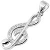 Shaghafi GmbH Ciondolo a forma di chiave di violino, senza catena, in argento 925, con zirconi, da donna e donna