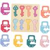 Folpus Puzzle in Legno con Lucchetto E Chiave, Riconoscimento dei Colori, Giocattolo Educativo per Bambini, Portatile, per Feste in età Prescolare