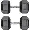 TLGREEN manubri esSet di 2 Manubri da 10/15/20/25/30 kg Esagonali, Coppia di Pesi per Palestra con Presa Antiscivolo e Rivestimento in Gomma (2 x 30 kg - Nero)