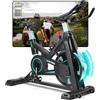 Wenoker Cyclette con app resistenza magnetica, bici fissa per la casa, silenziosa, volano pesante e monitor LCD migliorato
