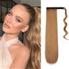 Gairyan 55cm Coda Capelli Extension Coda di Cavallo Lisci Posticci per Capelli Wrap Around Ponytail Extension Finta Estensione Sintetici Lungo per Donna, Biondo scuro