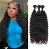Rebasar Deep Wave Human Hair Bundles (16 16 16 Pollici) Capelli Veri Ricci Naturali Extension Tessitura Capelli Veri Naturali Umani Donna Capelli Umani Brasiliani 70g/pc Total 210g