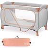 hauck Lettino Da Viaggio Sleep N Play Go Plus - Culla Neonato Fino a 15kg - Letto Pieghevole 120x60, Borsa Inclusa, Ampia Apertura - Box Bambini Compatto, con Ruote Integrate - Dusty Cork