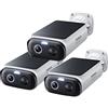 Baseus Security S1 Lite [3-Cam] Telecamera Wi-Fi Esterno senza Fili Pannello Solare, IP67 Videocamera Sorveglianza Batteria 2K 135°, Visione Colorata, Nessun Costo, Compatibile con Alexa & Google