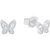 s.Oliver Orecchini a perno in Argento 925 per bambine, con zirconi sintetici, 0,5 cm, Argento, farfalla, Fornito in confezione regalo per gioielli