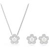 Swarovski x Ariana Grande Set, Crystal Pearl, Taglio Round, Fiore, Bianco, Placcato rodio