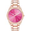 Steve Madden Orologio da donna con cinturino in vero cristallo, Rosa shocking/Oro rosa