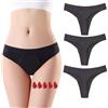 ZVZK Mutande mestruali Assorbenti 20ML Donna Tanga Slip Ciclo Mestruale Intimo Mutandine Perizoma Slip (M, 3 Nero)
