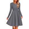 Zeagoo Abiti Maglione da Donna Invernale a Maglia Manica Lunga Abito Elegante Girocollo Vestito Casual Linea A Midi Dress Tinta Unita Grigio Scuro XL