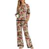 PrinStory Pigiami Da Donna UK Con Maniche Corte, Girocollo, Top E Pantaloni A Gamba Larga, Nero , M