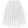 Wikoan Gonna Tulle Donna Trasparente da Elegante Gonna a Tubino Dritta con Fodera Costume da Balletto Abito da Halloween,Bianco,S-M