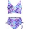 Arshiner Set Bikini da Ragazza Tankini con Scollo a V e Incrocio Slip Bikini a Vita Alta con Coulisse Costume da Bagno a Due Pezzi con Stampa Sirena età 13-14 Anni