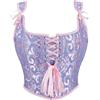 Wikoan Corsetto da Donna Top in Stile Gotico Bustino in Stile Principessa,Rosso-Blu,XL