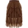 Wikoan Gonna Tulle Trasparente da Donna Gonna a Onde Lunghe Asimmetrica,Azzurro,L-XL