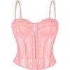 Wikoan Corsetto Donna donna Corpetti con Spalline Bustini in Pizzo Traforato Top Sexy con Spalline,Rosa,S