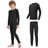 AMZSPORT Biancheria Intima Termica per Bambini, Set Intimo a Manica Lunga per Ragazzi, Comfort e Traspirabilità per Lo Sci, Nero XXL