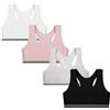 flintronic 4 Pezzi Reggiseno Sportivo per Bambine in Cotone, Reggiseni da Allenamento per Bambine, Top Corto Non Imbottito, Canottiera Corta per Bambine Adolescenti