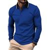 JACKETOWN Polo Uomo Maniche Lunghe Polo da Golf Lavoro Traspirante T Shirt con Taschino Primavera Autunno Camicie per la Pesca Escursionismo,Blu Reale,XL