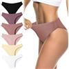 flintronic 6 Pezzi Slip Donna Cotone, Morbide e Comode Mutandine Elasticizzate in Traspirante Multipack