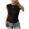 Hotouch Canotta da Donna Canottiere Senza Maniche Top Estivi a Collo Tondo Camicetta Slim Fit Canotta Sexy Tops Nero M