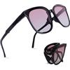 Aomig Occhiali da Sole Uomo e Donna, Occhiali Polarizzati Protezione UV Occhiali Pieghevoli Portatile, Retrò Occhiali da Sole Rettangolari Polarized Sunglasses per Guida, Attività all'aperto(Rosa)