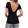 Terecey Maglietta Donna Manica Corta Scollo Quadrato Schiena Scoperta