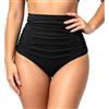 Vicloon Slip Costume Donna Vita Nero, Culotte Bikini a Vita Alta, Slip Bikini Donna Controllo Pancia, Pantaloncini da Surf Contenitivi, Costume da Bagno con Volant, Contenitivo e Modellante(M, Tipo B)