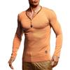 Leif Nelson LN1470 - Felpa estiva da uomo, a maniche lunghe, con scollo a V, slim fit, in cotone, colore bianco, marrone chiaro, XXL