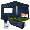 Kronenburg Gazebo Pieghevole 100% Impermeabile, Tenda da Giardino, 3 x 3 m o 3 x 6 m - con Protezione UV 50+, Colore e Lati a Scelta (Blu, 3x3m con 2 Pareti)