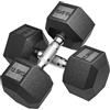 HOMCOM Set di Manubri Palestra Pesi Palestra Esagonali 2x12.5 kg Nero