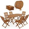 CASARIA® Set 1 Tavolo 6 Sedie da Giardino 160x85cm Legno Acacia Pieghevole