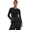 Urban Classics Ladies Organic Cropped Longsleeve Donna Maglia Maniche Lunghe nero XL