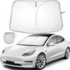FINEVERNEK Parasole per Parabrezza Auto per Tesla,Parasole per Parabrezza Anteriore Interno,Protezione Solare per Parabrezza Protettore Contro i Raggi UV, Parasole Pieghevole per Tesla Model Y Model 3
