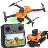 govogorc Drone GPS con Fotocamera 4K, Evitamento Ostacoli Automatico, Quadricottero Pieghévole, Motore Spazzolato, Obiettivo Regolabile 90°, 23 Min Autonomia con Schermo Remoto 4,5" per Principianti e Adulti