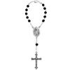 MaMeMi - Rosario da Auto Nero con Chiusura, 10 Grani, Crocifisso e San Cristoforo - Accessorio Religioso Portatile per Preghiera in Viaggio