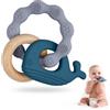 Vicloon Dentizione Neonati Giocattolo, 2 Massaggiagengive e 1 Faggio Dentizione Giocattolo Senza BPA, Non Tossici Massaggia Gengive Neonati Silicone per Molar Lenire i Bambini, Balena-Blu