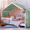 Vicloon Tenda Letto Bambini 100% Cotone, Tenda Letto Montessori per Letto Bambini, Baldacchini in Tessuto, Tenda da Letto per la casa in Mussola, 135 x 360 cm, Verde Chiaro