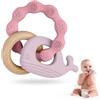 Vicloon Dentizione Neonati Giocattolo, 2 Massaggiagengive e 1 Faggio Dentizione Giocattolo Senza BPA, Non Tossici Massaggia Gengive Neonati Silicone per Molar Lenire i Bambini, Balena-Rosa