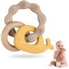 Vicloon Dentizione Neonati Giocattolo, 2 Massaggiagengive e 1 Faggio Dentizione Giocattolo Senza BPA, Non Tossici Massaggia Gengive Neonati Silicone per Molar Lenire i Bambini, Balena-Giallo