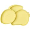 Vicloon Piatto per Bambini in Silicone, Piatto Svezzamento con 3 Aree, Piatto con Ventosa per Bambini, Piastra di Alimentazione per Neonati, Lavabile in Lavastoviglie, Giallo Coniglio