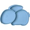 Vicloon Piatto per Bambini in Silicone, Piatto Svezzamento con 3 Aree, Piatto con Ventosa per Bambini, Piastra di Alimentazione per Neonati, Lavabile in Lavastoviglie, Blu Coniglio