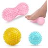 URAQT Palline Massaggio, 3 Pezzi Palle per Massaggio Fitness Palline a Riccio, Set di Palline da Massaggio per Alleviare lo Stress, Massage Balls per Automassaggio, Rosa + Giallo + Azzurro