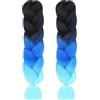 Aomig Allungato Intrecciare, 2pz Parrucca Estension dei Capelli Resistenti ai Calore, Parrucca Rasta per Crochet Twist Intrecciare i Capelli Africane Extension, Nero-Blu Royal-Azzurro