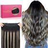 WENNALIFE Extension Cheveux Naturel Fil Invisible, 35cm 75g Balayage Noir Naturel à Blond Clair Extension Cheveux Fil Invisible Humain Extensions de Cheveux Invisibles Fils Wire In Hair Extensions