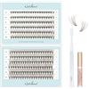 Natuhana Ciglia Finte Ciuffetti,240 PCS Ciglia Extension Kit 8-15mm Misto Naturali 0.07mm,DIY Eyelash Extension Cluster con Pinzette e Colla(10P, Marrone, 8-15mm)