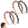 CQXSYTBN forcina capelli doppia frangia cerchietto capelli donna 4 pezzi antiscivolo doppio strato 13x13 cm nero caffè per acconciature quotidiane sport feste donne e ragazze